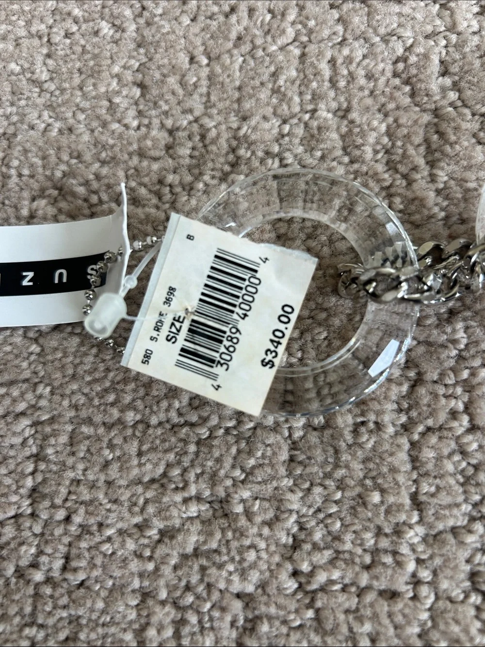 Suzi Roher Clear Ring-Link Acrylic Belt with Silver Hardware